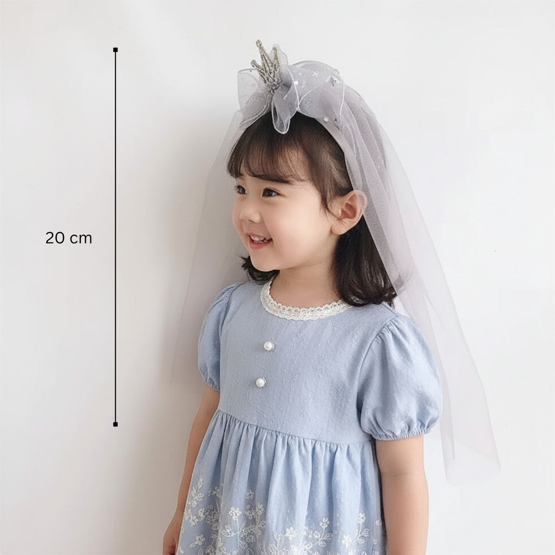 Princess Veil Crown Headband for Girls | Birthday & Photoshoot Hair Accessory