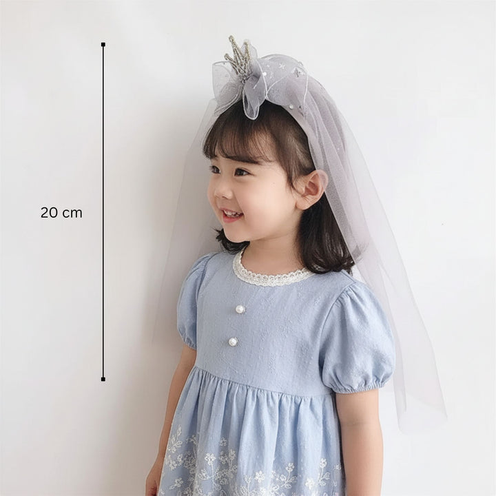 Princess Veil Crown Headband for Girls | Birthday & Photoshoot Hair Accessory