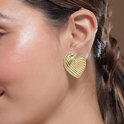 Gold-Plated Anti Tarnish Heart wave Stud Earrings