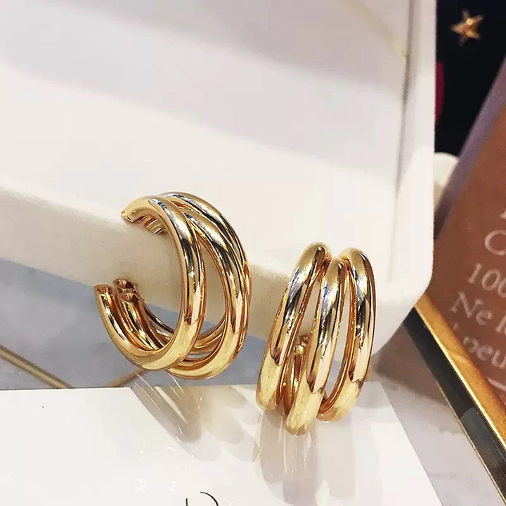 Korean Gold Multi Hoop Earrings