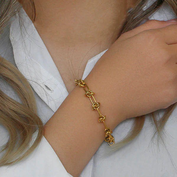 Gold Plated Stainless Steel  Knotted Chain Bracelet