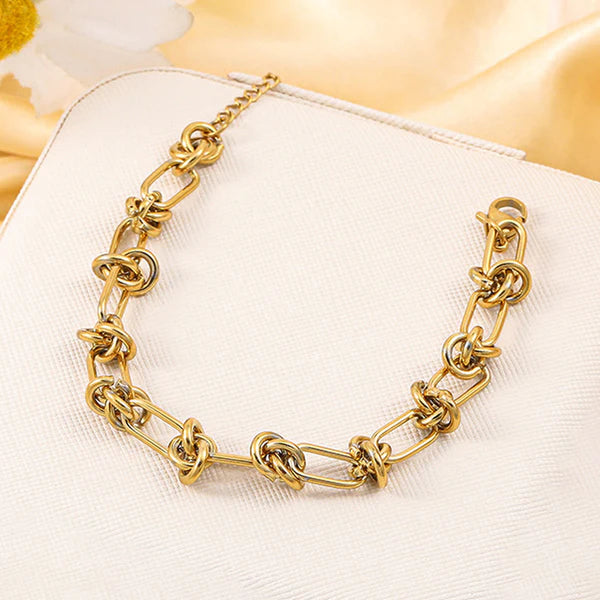 Gold Plated Stainless Steel  Knotted Chain Bracelet