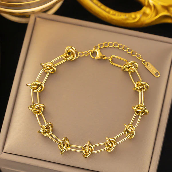 Gold Plated Stainless Steel  Knotted Chain Bracelet