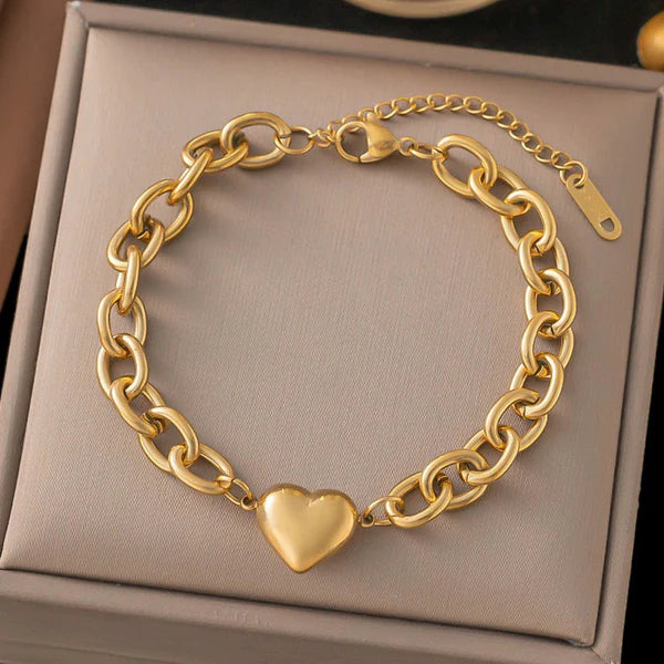 Gold Plated Anti Tarnish Heart Bracelet