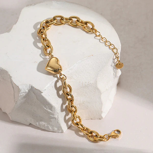 Gold Plated Anti Tarnish Heart Bracelet