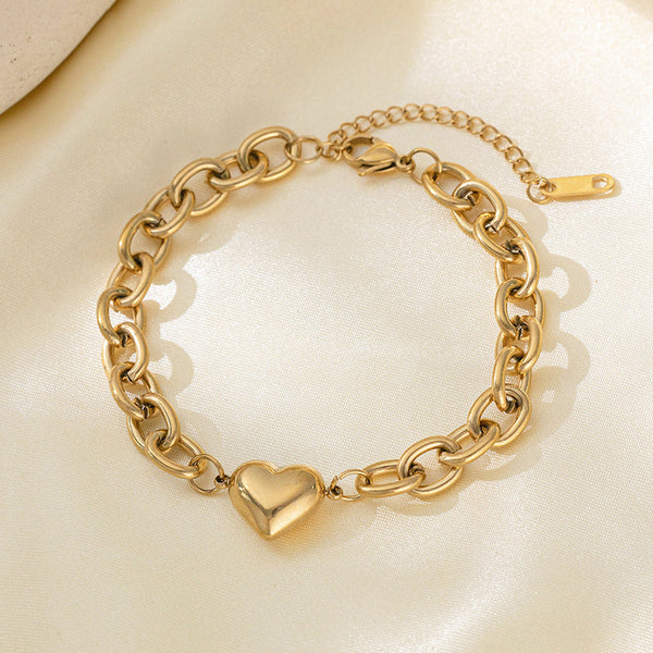 Gold Plated Anti Tarnish Heart Bracelet