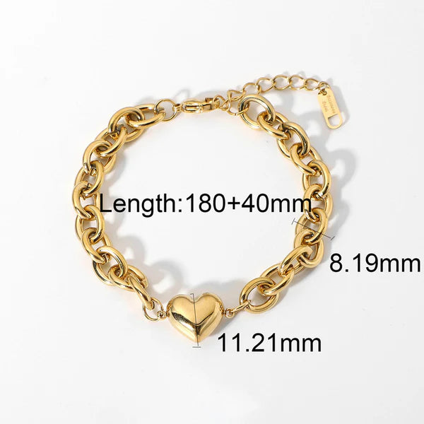 Gold Plated Anti Tarnish Heart Bracelet
