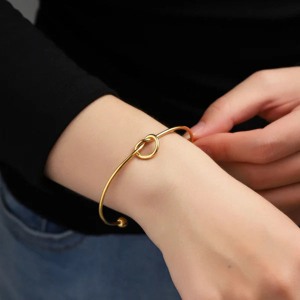 Gold Plated Anti-Tarnish Knotted Cuff Bracelet