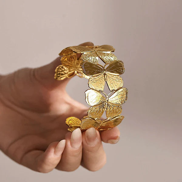 Gold Plated Anti Tarnish Butterfly Cuff Bracelet