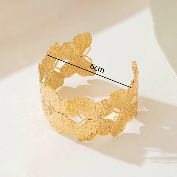 Gold Plated Anti Tarnish Butterfly Cuff Bracelet