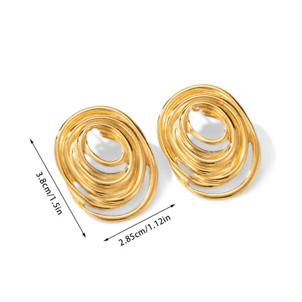Gold Plated Anti Tarnish Spiral Stud Earrings