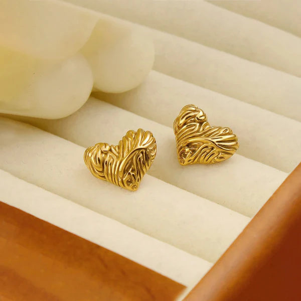 Gold-Plated Anti Tarnish Heart Themed Stud Earrings