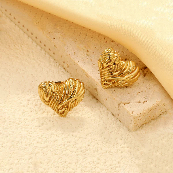 Gold-Plated Anti Tarnish Heart Themed Stud Earrings