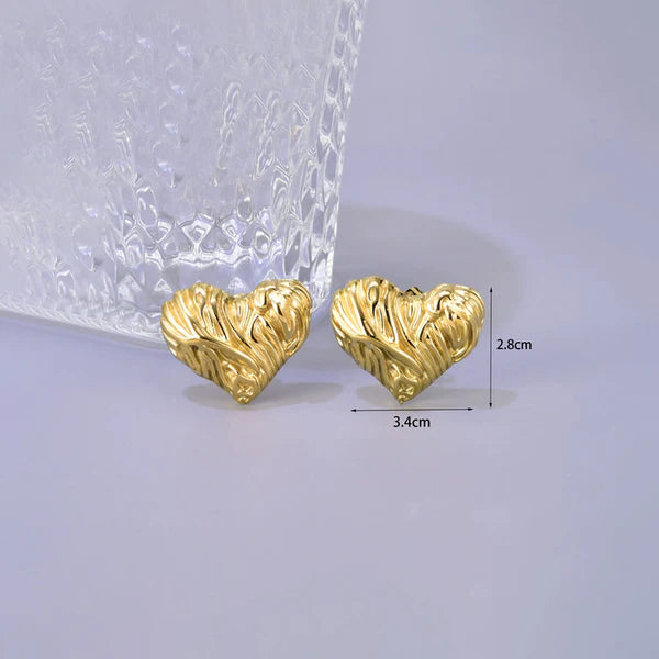 Gold-Plated Anti Tarnish Heart Themed Stud Earrings