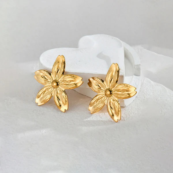 Gold-Plated Anti Tarnish Floral Drop Earrings