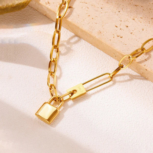 Gold-Plated Anti Tarnish Lock  Necklace