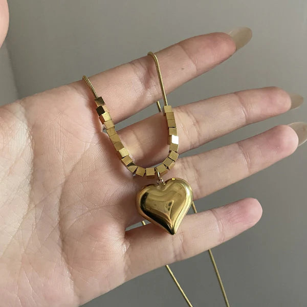 Gold-Plated Anti Tarnish Heart Pendant Necklace