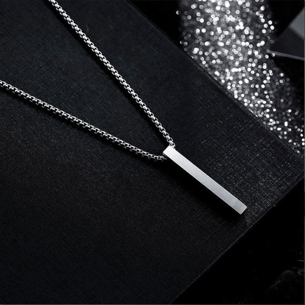 Silver Plated Anti Tarnish Minimal Bar Pendant Necklace