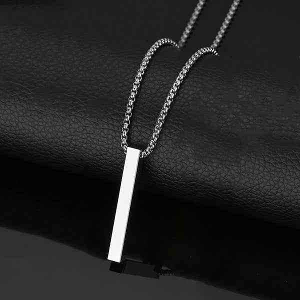 Silver Plated Anti Tarnish Minimal Bar Pendant Necklace