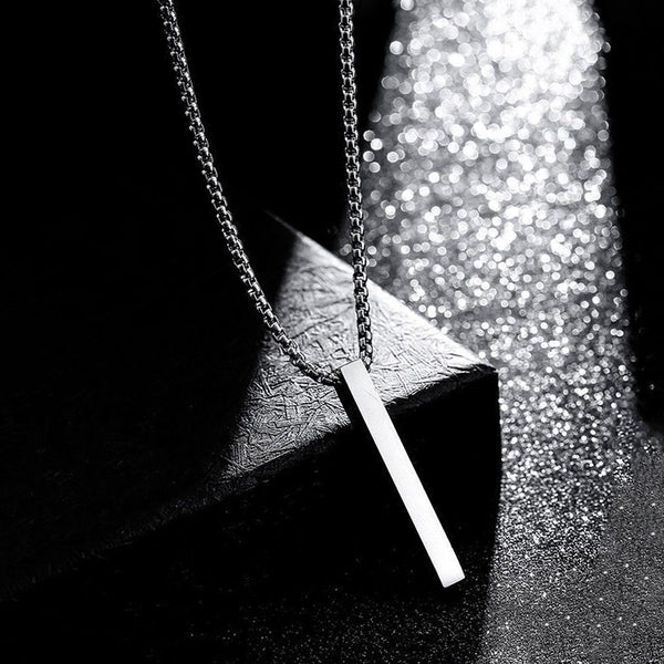 Silver Plated Anti Tarnish Minimal Bar Pendant Necklace