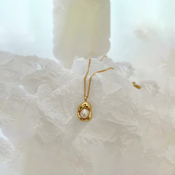 Gold Plated Anti Tarnish Pearl Pendant Necklace