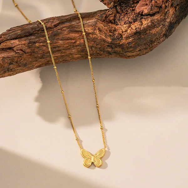 Gold Plated Anti Tarnish Butterfly Pendant Necklace