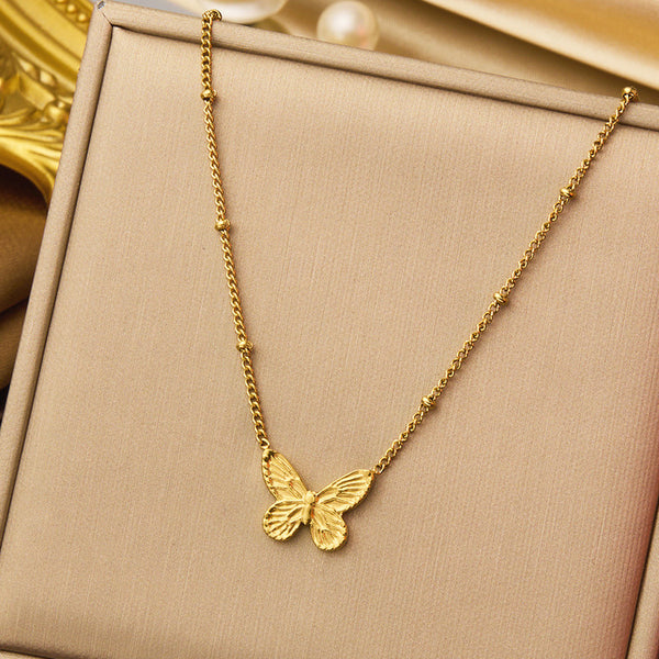 Gold Plated Anti Tarnish Butterfly Pendant Necklace