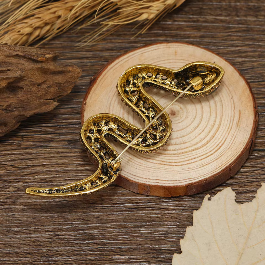 Rhinestone Snake Brooch