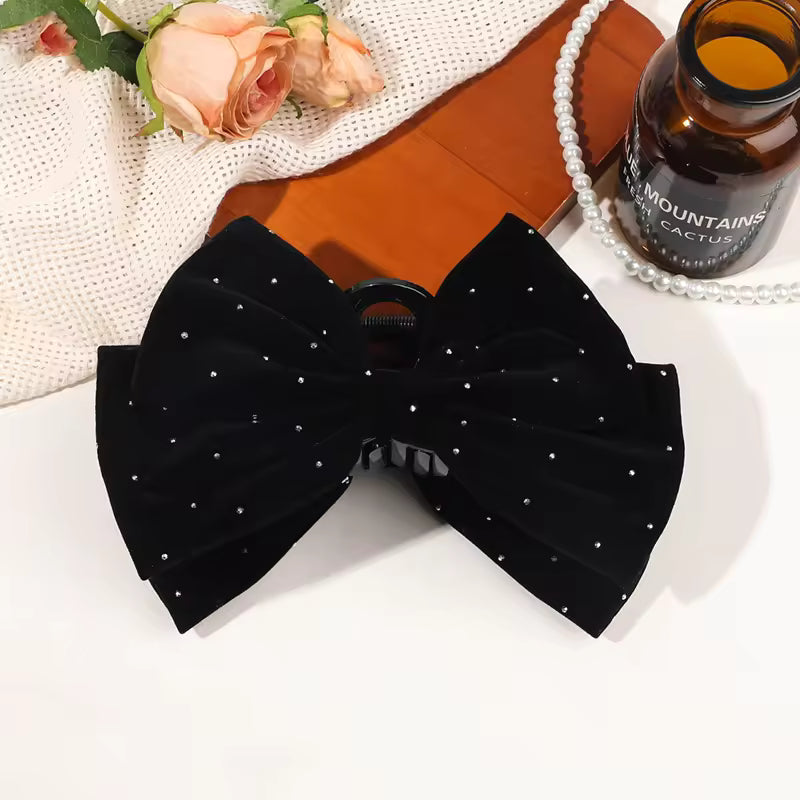 Velvet Bow Hair Claw Clip