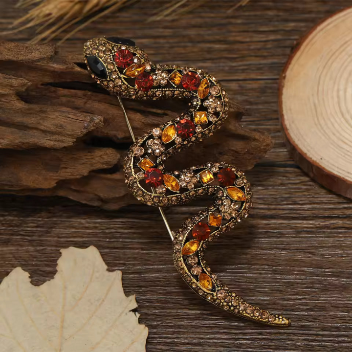 Rhinestone Snake Brooch