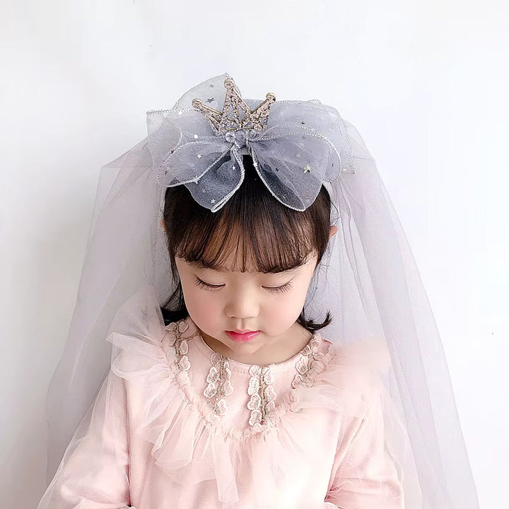 Princess Veil Crown Headband for Girls | Birthday & Photoshoot Hair Accessory
