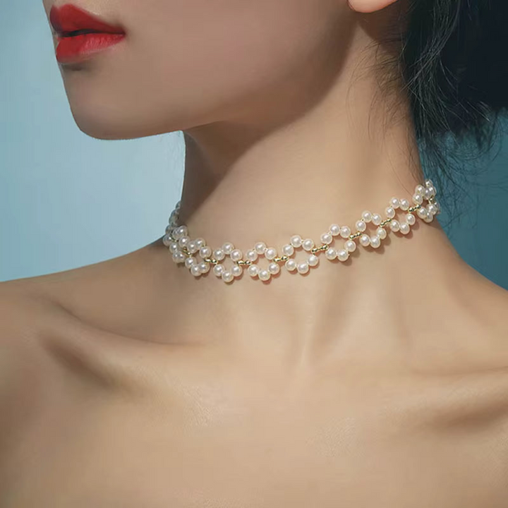 Pearl Flower Choker Necklace