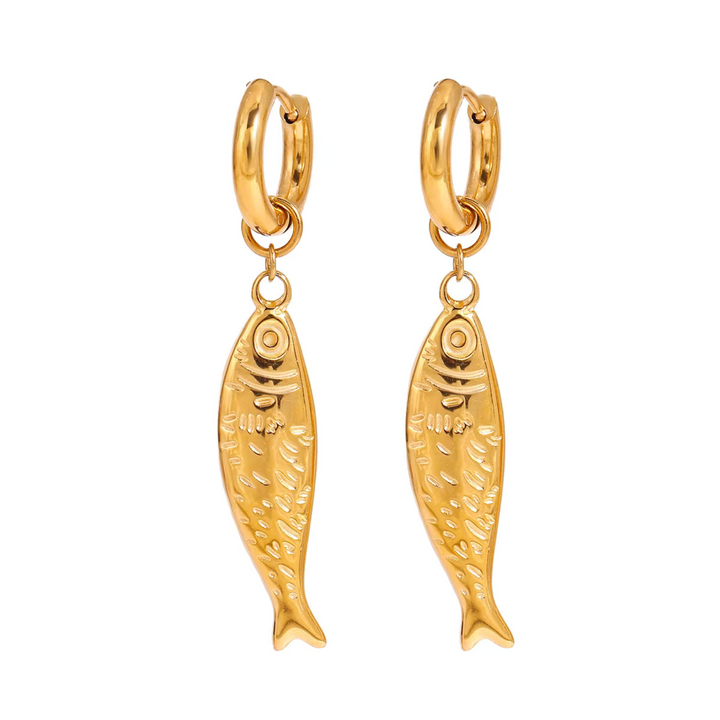18K Gold Plated Stainless Steel - Fish Hoop Earring