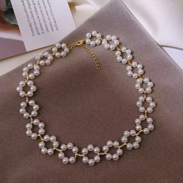 Pearl Flower Choker Necklace
