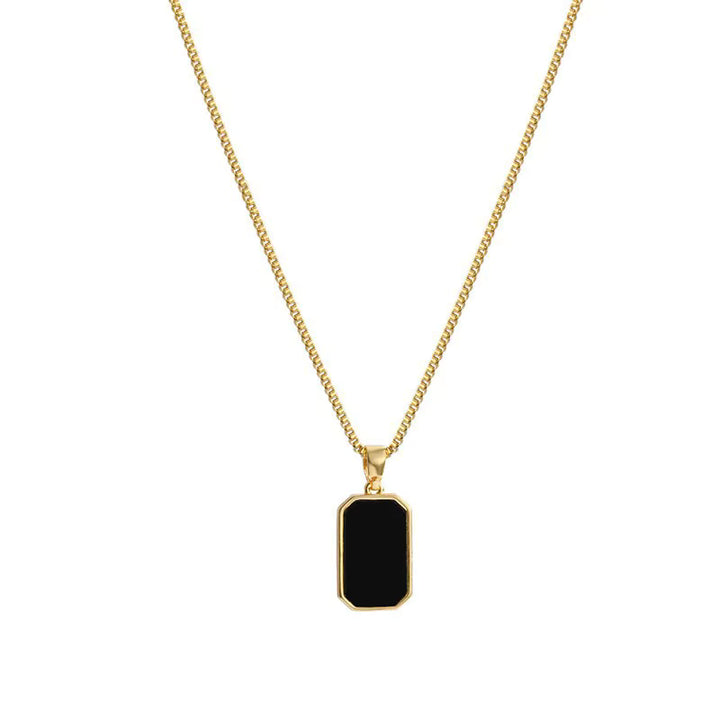 Minimal Black Rectangle Pendant Necklace