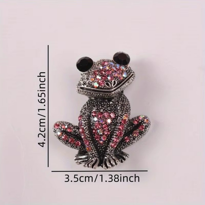 Rhinestone Frog Brooch
