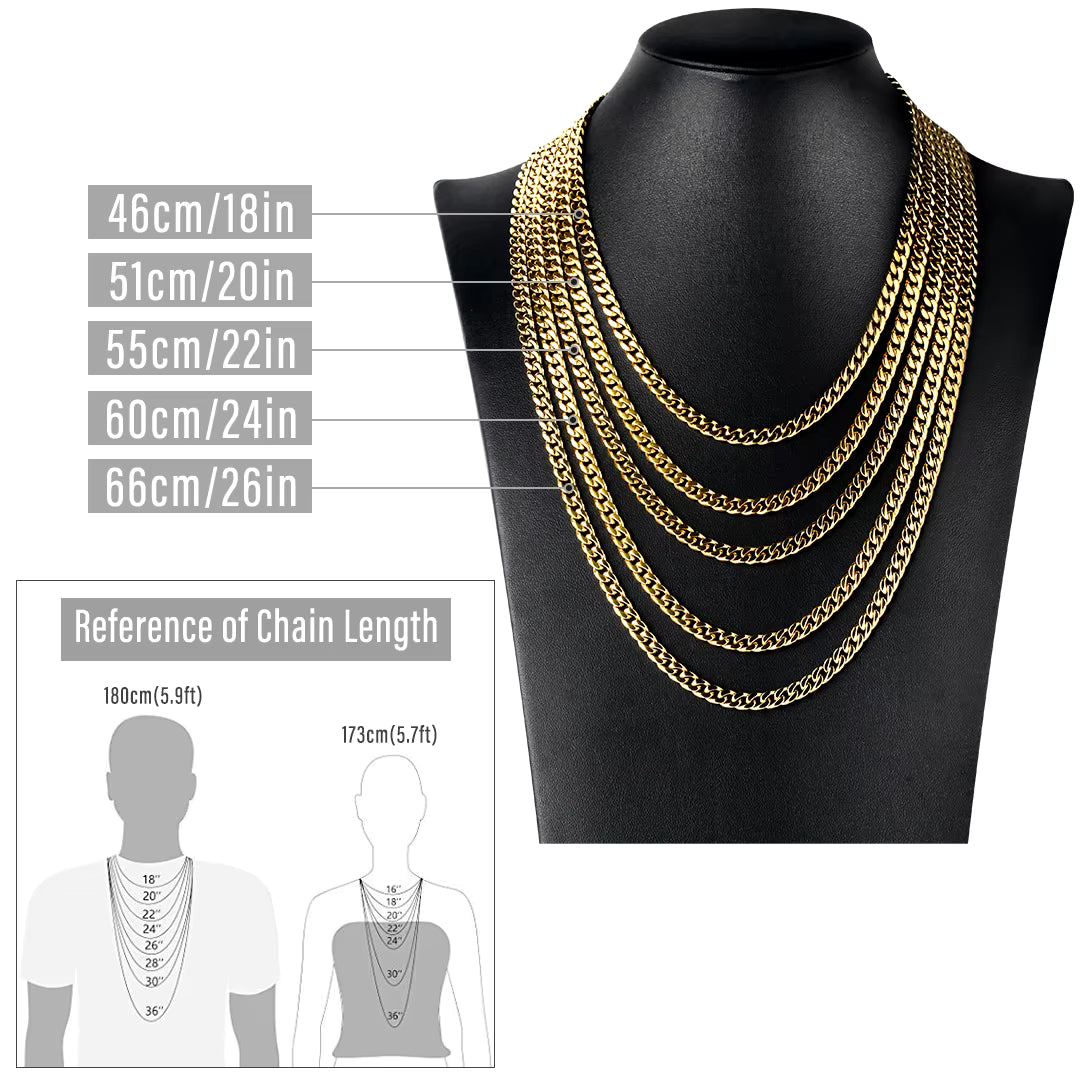 18K Gold PVD Stainless Steel –  Cuban Chain Necklace (Unisex)