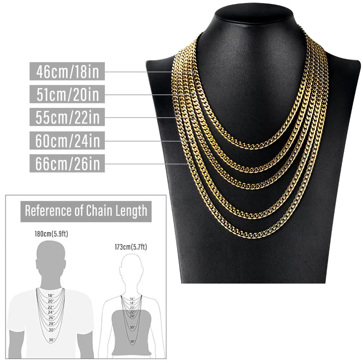 18K Gold PVD Stainless Steel –  Cuban Chain Necklace (Unisex)