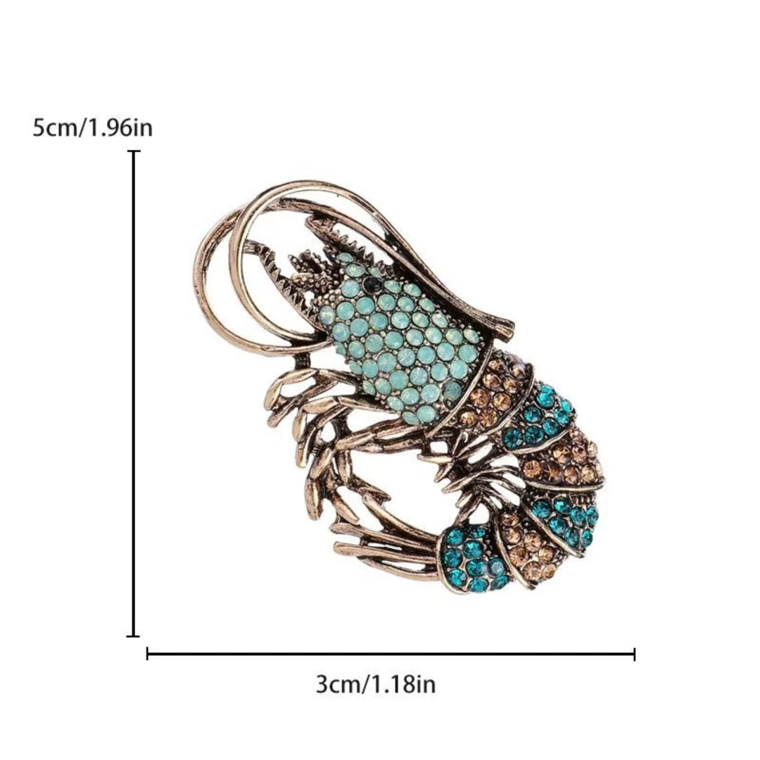 Rhinestone Lobster Brooch