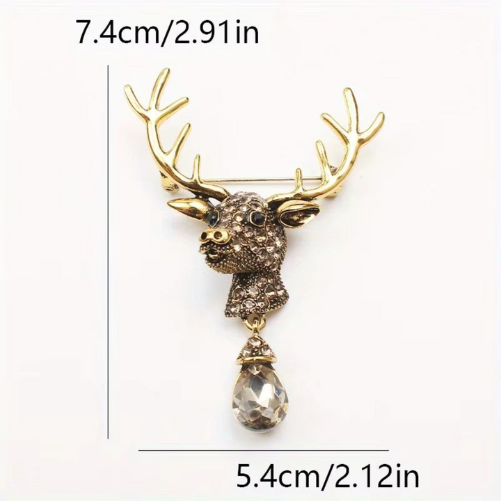 Rhinestone Deer Brooch
