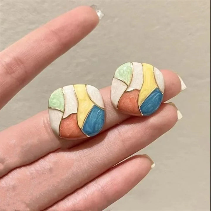 Korean geometric Stud Earrings