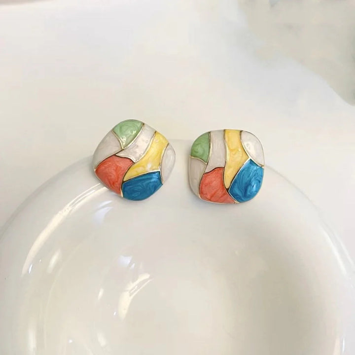 Korean geometric Stud Earrings
