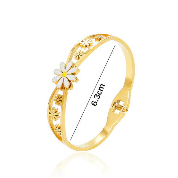 Gold Plated  Floral Themed Anti Tarnish Bangle