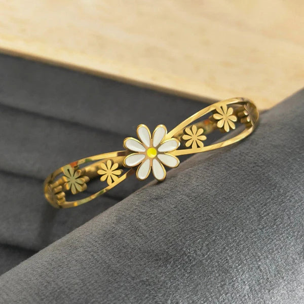 Gold Plated  Floral Themed Anti Tarnish Bangle