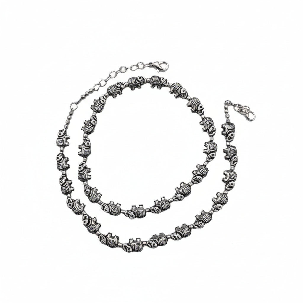 German Silver Elephant Charm anklet