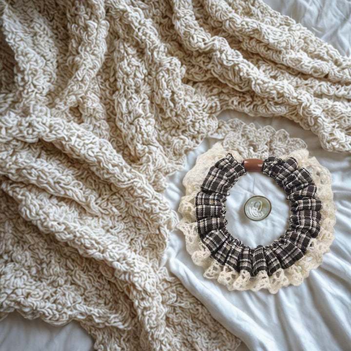 Checkered Lace Fabric Scrunchie Hair Tie
