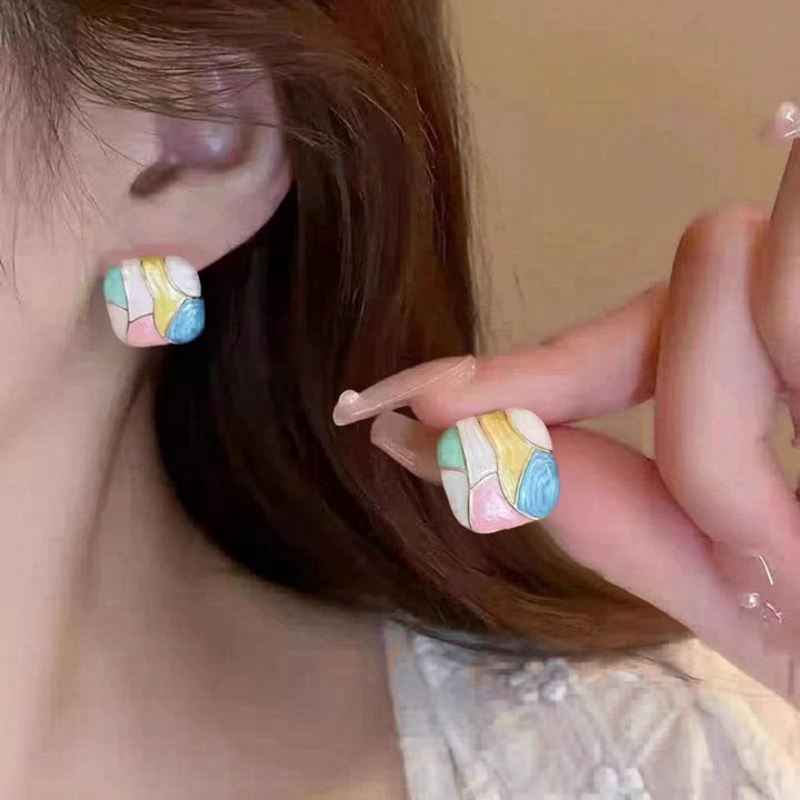 Korean geometric Stud Earrings