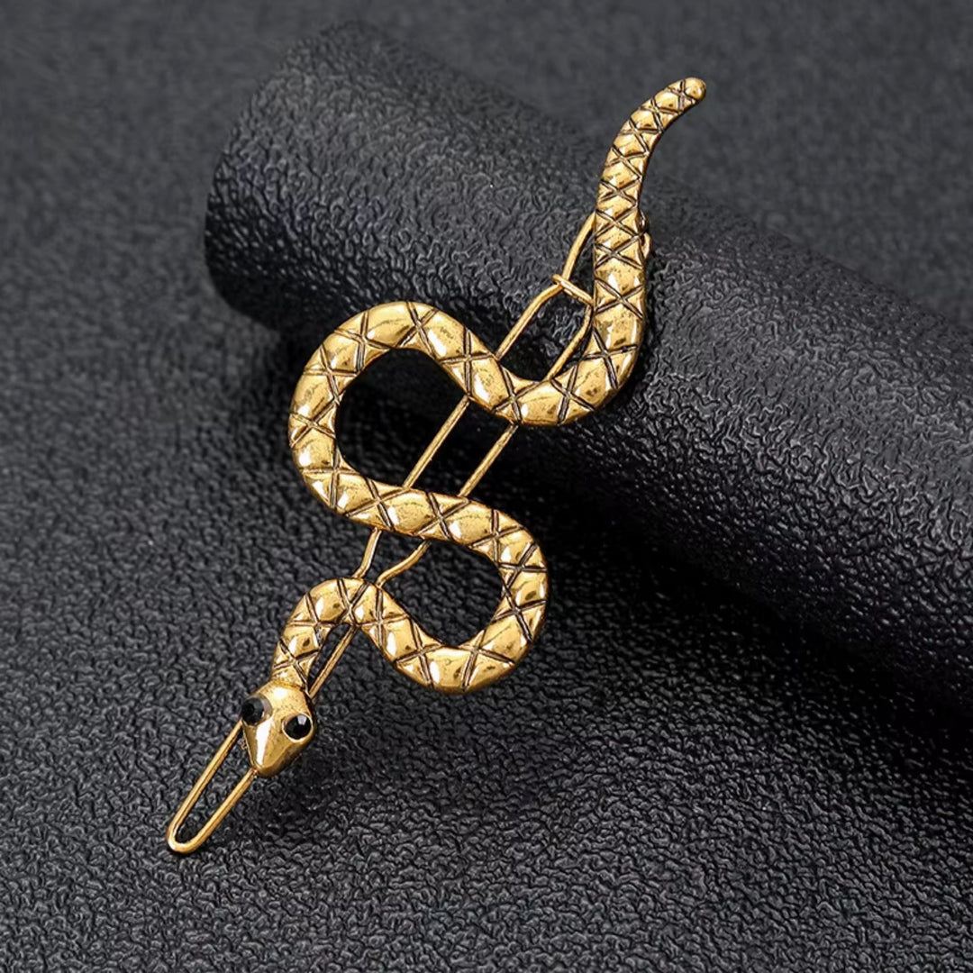 Vintage Snake Hair Pin – Rhinestone Serpent Hair Clip