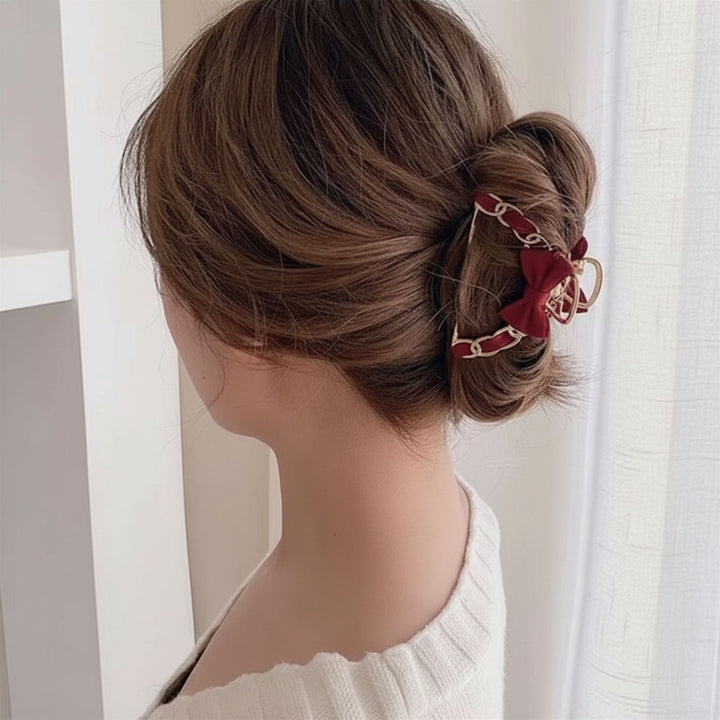 Korean Bow Metal Hair Claw Clip