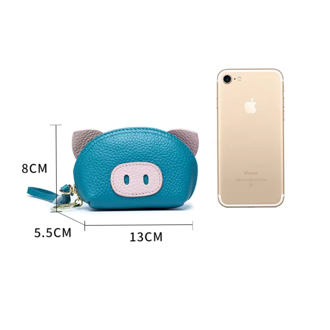 Leather Pig Coin Pouch with Wrist Strap